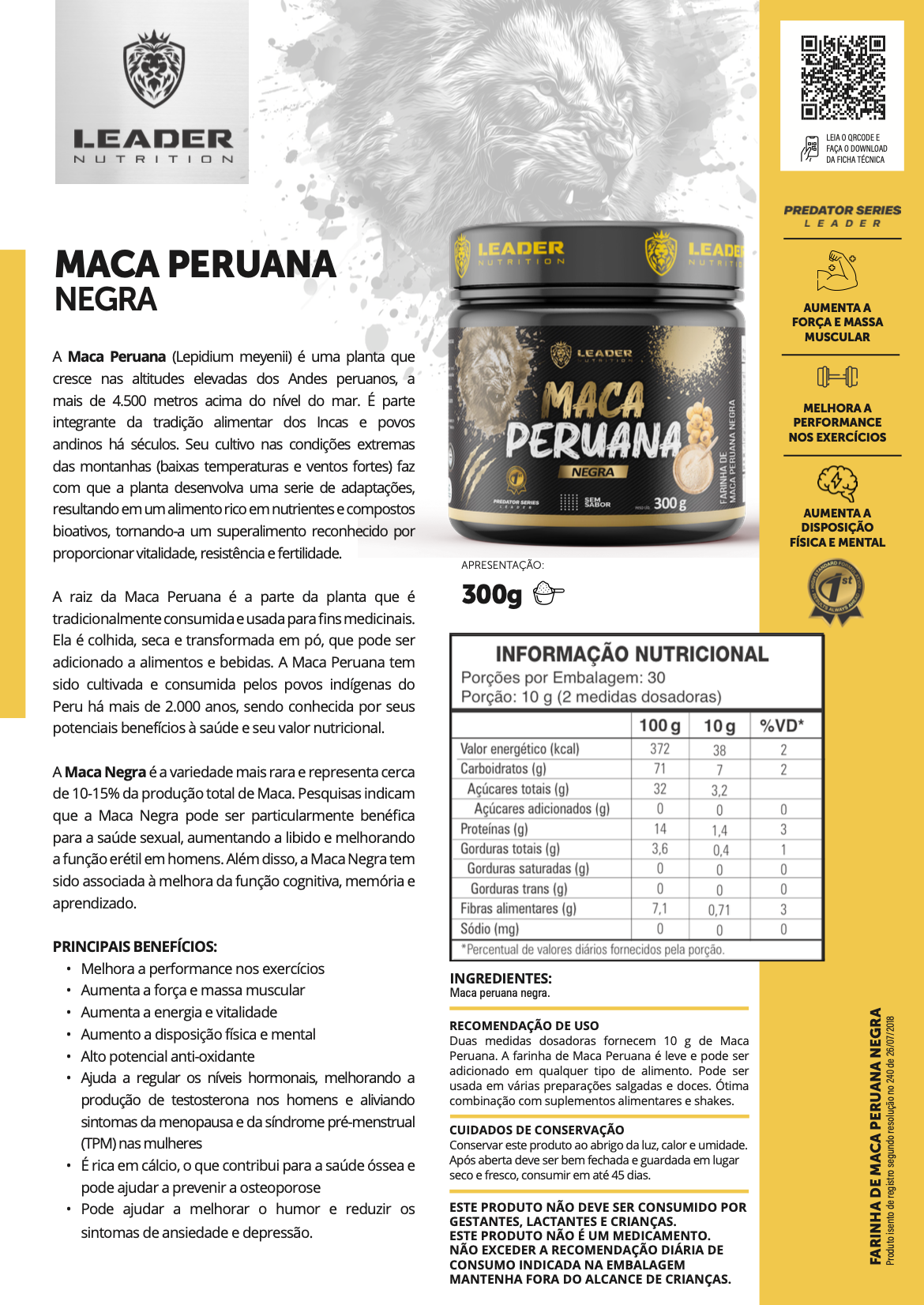 Maca Peruana Negra Leader Nutrition